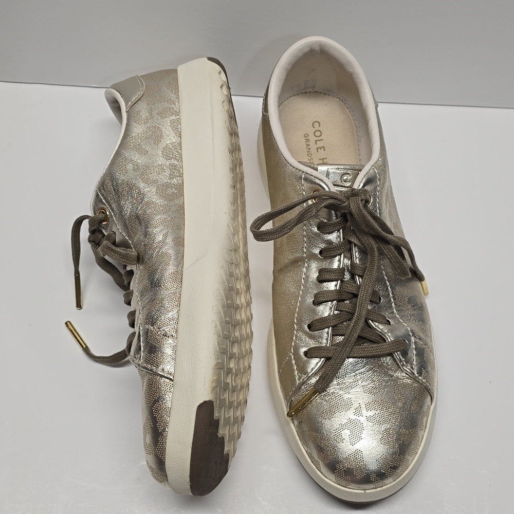 {Cole Haan} Women's Leopard Metallic Gold GrandPro Sseries Sneakers - Size 9B - Picture 4 of 12
